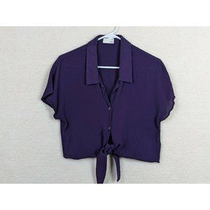 Wilfred Free Women's Button down Short sleeve Tie waist Cropped blouse Size S